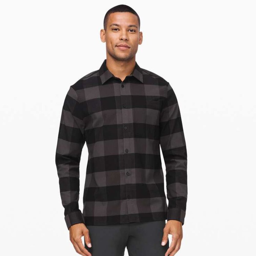 Lululemon Men's Masons Peak Flannel Shirt - Black/Grey Plaid